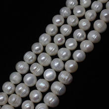 +++ 11-12mm Natural Freshwater White Pearl Oval Flat Thread Loose Beads 15" 2024 - buy cheap