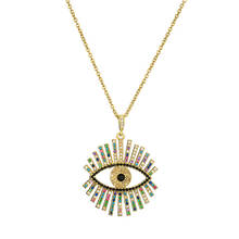 Luxury Colourful AAA+ CZ Evil Eye Pendant Necklace For Women Girl Fashion Gold Chain Necklace Female Party Jewelry Gift 2024 - buy cheap