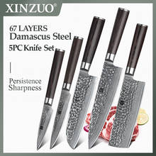 XINZUO 5PCS Kitchen Knife Set Damascus Steel Chef Knife Set Stainless Steel Utility Knife Pakkawood Handle Cutlery Slicer 2024 - buy cheap