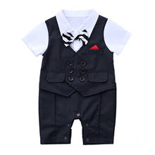 Baby Boy Newborn  Gentleman Boss Jumpsuit Party Suit White Shirt Waistcoat Bowtie Tuxedo Baptism christening Outfit Romper 2024 - buy cheap