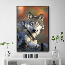 Cartel de pared de lobo sobre lienzo para decoración del hogar, póster e impresiones de animales, imagen moderna para decoración de sala de estar 2024 - compra barato