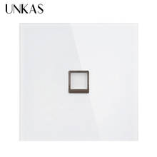 UNKAS-Panel de cristal templado para ordenador, toma de corriente de pared con conector RJ45 de Internet, de lujo, color blanco 2024 - compra barato