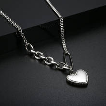 ZMFashion Vintage Simple Heart Necklace For Women Men Stainless Steel Punk Long Chains Women's Party Charm Sweater Jewelry 2024 - buy cheap