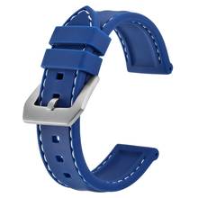 Anbeer-Correa de silicona para reloj para hombre, pulsera de repuesto de goma para buceo, 18mm, 20mm, 22mm, 24mm, color azul 2024 - compra barato