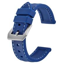 Anbeer Siliocne Watchband Men Diving Rubber Replacement Bracelet 18mm 20mm 22mm 24mm Blue Wristband 2024 - buy cheap