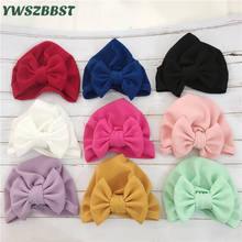 New Baby Cap with Big Bowknot Spring Autumn Soft Elastic Headband Newborn Baby Girls Hat Kids Cap Scarf Bonnet Knitted Baby Hat 2024 - buy cheap