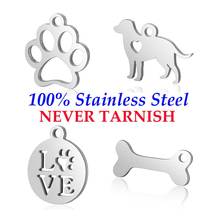 10 Pieces Pet Dog Paw Charm Wholesale 100% Stainless Steel DIY Jewelry Charms DIY Jewelry Finding Pendant 2024 - buy cheap