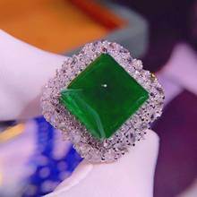 Anel de esmeralda pura 18 k h1215, anel feminino de ouro, joia, natureza, verde, esmeralda, diamante, para mulheres, anel fino 2024 - compre barato