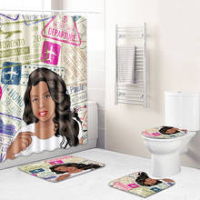 4Pcs/Set Carpet Bathroom Foot Pad African Woman Bath Mat and Shower Curtain Set PVC Toilet Seat Covers Home Decor 2 sizes 2024 - buy cheap