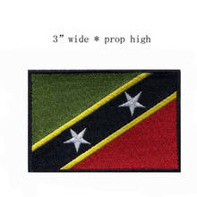 Bandera bordada de Saint Kitts y Nevis, 3 "de ancho, aplique, vestido hecho a mano, planchado en el respaldo 2024 - compra barato