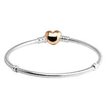 Rose Gold Heart Clasp Sterling Silver Bracelet Fit Charms & Beads DIY original 925 Silver Charms Bracelets For Woman 2024 - buy cheap