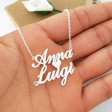 Custom Double Names Necklace Silver Gold Chain Stainless Steel Customized Personalized Two Names With Heart Charm Couple Gift 2024 - buy cheap