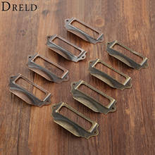 DRELD 4Pcs Antique Brass Metal Label Pull Frame Handle File Name Card Holder For Furniture Cabinet Drawer Box Case Bin 90*43mm 2024 - buy cheap