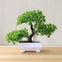 Realistic Artificial Green Pot Welcoming Pine Emulate Bonsai Simulation Artificial Potted Plant Ornament Home Decoration 2024 - buy cheap