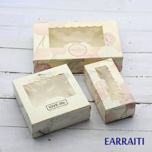 12PCS Gift Box For Wedding Events Party Favors Marble Pink Stone Paper Boxes Window Packaging Candy Cookies Toy Cupcake 2024 - buy cheap