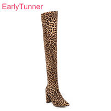  Winter New Glamour Leopard Purple Women Thigh High Dress Boots High Heels Lady Nude Shoes EH906 Plus Big Size 10 43 45 48 2024 - buy cheap