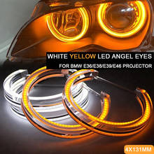 Juego de anillo de halo para faros de coche, luces LED de ojo de Ángel para BMW E36, E38, E39, E46, M3, blanco y amarillo, 4x131mm, DRL 2024 - compra barato