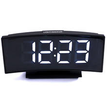 Reloj despertador electrónico LED de escritorio, pantalla de temperatura, gran número, despertador nocturno, relojes digitales en forma de arco 2024 - compra barato