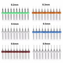 HOT!10Pcs 1/8" Shank Spiral Flute Tungsten Carbide Micro PCB Drill Bit 0.2-0.9mm Tip 2024 - buy cheap