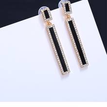 2022 Fashion Jewelry For Women Crystal from Swarovskis 925 silver needle Retro geometric strip shiny earrings female Fit Party 2024 - buy cheap