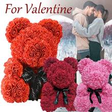 Teddy Bear of Roses Red and Pink Toy Bear Artificial Soap Flowers Roses Bear for Mothers Day Gift Dropshiping 2021 2024 - buy cheap