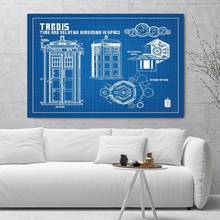 Mt2091 médico que tardis blueprint gráfico cartaz da arte pintura impressão em tela decoração de casa imagem da parede 2024 - compre barato