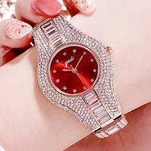 GEDI-relojes de cuarzo de lujo con diamantes de imitación para mujer, pulsera elegante de cristal, color oro rosa, de alta calidad 2024 - compra barato