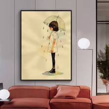 Abstract Art Little Girl Holding Umbrella Canvas Painting Cuadros Posters Print Wall Art Picture for Living Room Home Decor 2024 - buy cheap