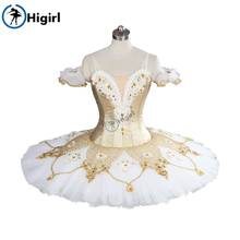 Higirl-tutú de Ballet clásico profesional, trajes de Ballet azul marino, tutú de competición, precioso dorado y plateado, BT9099 2024 - compra barato