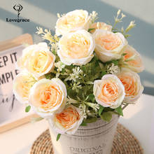 Lovegrace Bridesmaid Bouquet 12 Heads Rose Artificial Silk Flower Office Home Party Decoration Wedding Supply Flower Arrangement 2024 - buy cheap