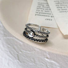 Anillo multicapa Retro Vintage para mujer, anillos abiertos de circonita negra, joyería de disfraz, regalos de San Valentín para niña 2024 - compra barato