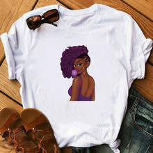 Black girl blowing bubble gum t shirt women summer top clothes tshirt melanin queen shirt drop shipping wholesales 2024 - buy cheap