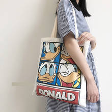 Disney Donald Duck canvas shopping bag polyester cotton canvas ladies shoulder bag big tote bag 2024 - buy cheap
