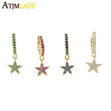 4 Colors Gold Filled Colorful Cubic Zirconia 2021 Christmas Star Rainbow Cz Dangle Earring Gorgeous Trendy Women Classic Jewelry 2024 - buy cheap