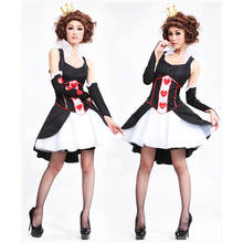 New Fashion Sexy Red Queen of Hearts Costume Halloween Witch Adult Fancy Cosplay Alice Nightclub Club Wear Party Women Dress 2024 - buy cheap