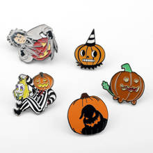 Happy Halloween Enamel Pin Trick or Treat Ghost Pumpkin Brooch Denim Jeans bags Punk Jewelry Gift for Friends Men Women kids 2024 - buy cheap