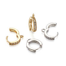 Pendientes de aro de circonia cúbica con Micro pavé, de latón dorado, accesorios para hacer joyas, 10 unids/caja 2024 - compra barato