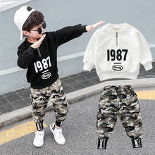 3 4 5 6 7 8 9 10 11 12 Year Boys Clothes Letter Shirts Camouflage Pants Children Clothing Set Cotton Casual Kids Suits for Boy 2024 - buy cheap