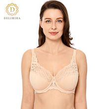 DELIMIRA Women's Plus size Floral Lace Minimizer Non Padded Full Figure Underwire Cotton Bra 2024 - buy cheap