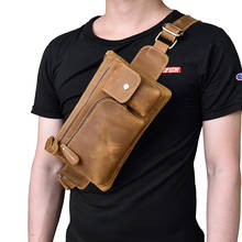 Luuventilador bolsa de cintura de couro genuíno, masculina pochete com cinto vintage para viagens 2024 - compre barato