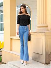 Free Shipping 2021 New Fashion Long Jeans Pants For Women Boot Cut Trousers Plus Size 25-30 High Waist Denim Stretch Jeans 2024 - buy cheap