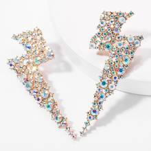 Dvacaman New Shiny Rhinestone Gem Lightning Shaped Drop Earrings for Women Fashion Jewelry Hot Sale Wedding Earrings Accessories 2024 - buy cheap