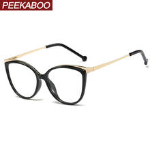 Peekaboo tr90 cat eye eyeglasses for women fashion clear lens woman glasses optical frames half metal black transparent 2024 - buy cheap