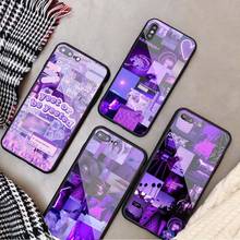 Amor roxo arte estética vidro temperado caso de telefone para iphone 13 12 11 pro max 5 6 7 8 x xs xr xsmax 12pro max capa escudo 2024 - compre barato