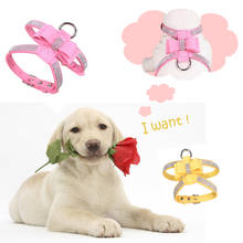 New Bling rhinestone Pet Puppy Dog Harness Velvet & Leather Leash for Small Dog Puppy Cat Chihuahua Pink Collar Pet Products 2024 - buy cheap