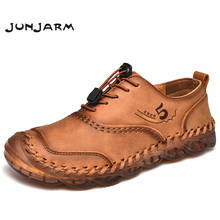 JUNJARM-zapatos informales de cuero para hombre, mocasines planos, ligeros, transpirables y suaves, para conducir, talla grande 38-46 2024 - compra barato