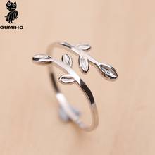 Real Pure Silver Color Jewelry Vintage Leaf Rings for Women Wedding Finger Open Ring Anillos Anelli 2024 - buy cheap