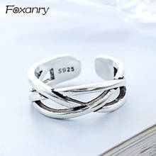 Foxanry-anillos Vintage de Plata de Ley 925 para mujer, joyería creativa de Terndy Cross, anillos hechos a mano para mujer, regalos de joyería para fiesta 2024 - compra barato