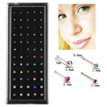 60 Piece/Set Stainless Steel I Shape Nose Stud Pack 30G Crystal Straight Stud Nose Ring Set Nose Stud Lot Piercing Body Jewelry 2024 - buy cheap