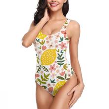 Women 2021 Swimsuit Yellow Lemons One Piece Swimsuit Women Sexy Bodysuit Monokini Swimwear Bathing Suit 2024 - buy cheap